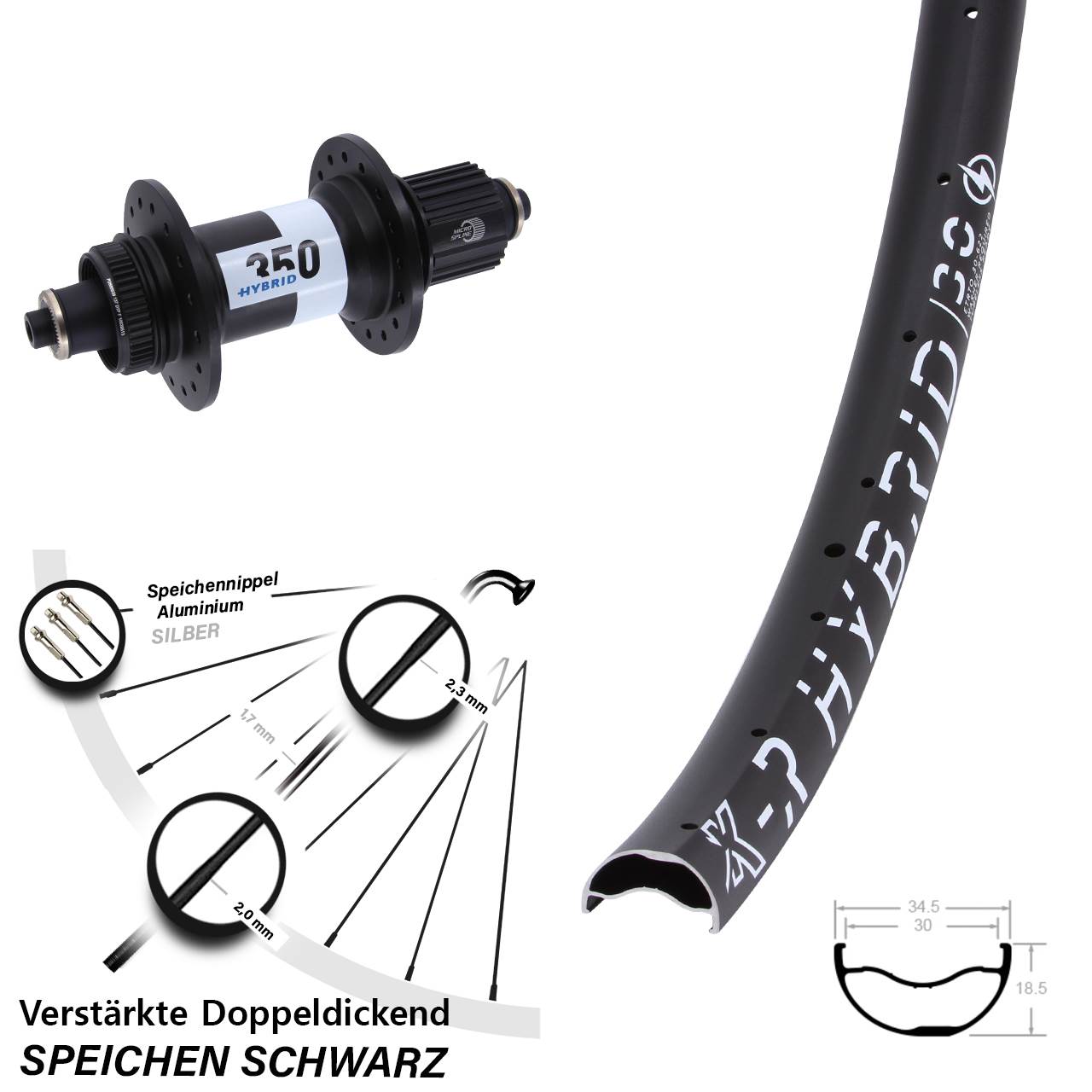 29 Zoll KX-R Hybrid 30 DT Swiss 350 Hinterrad Micro Spline