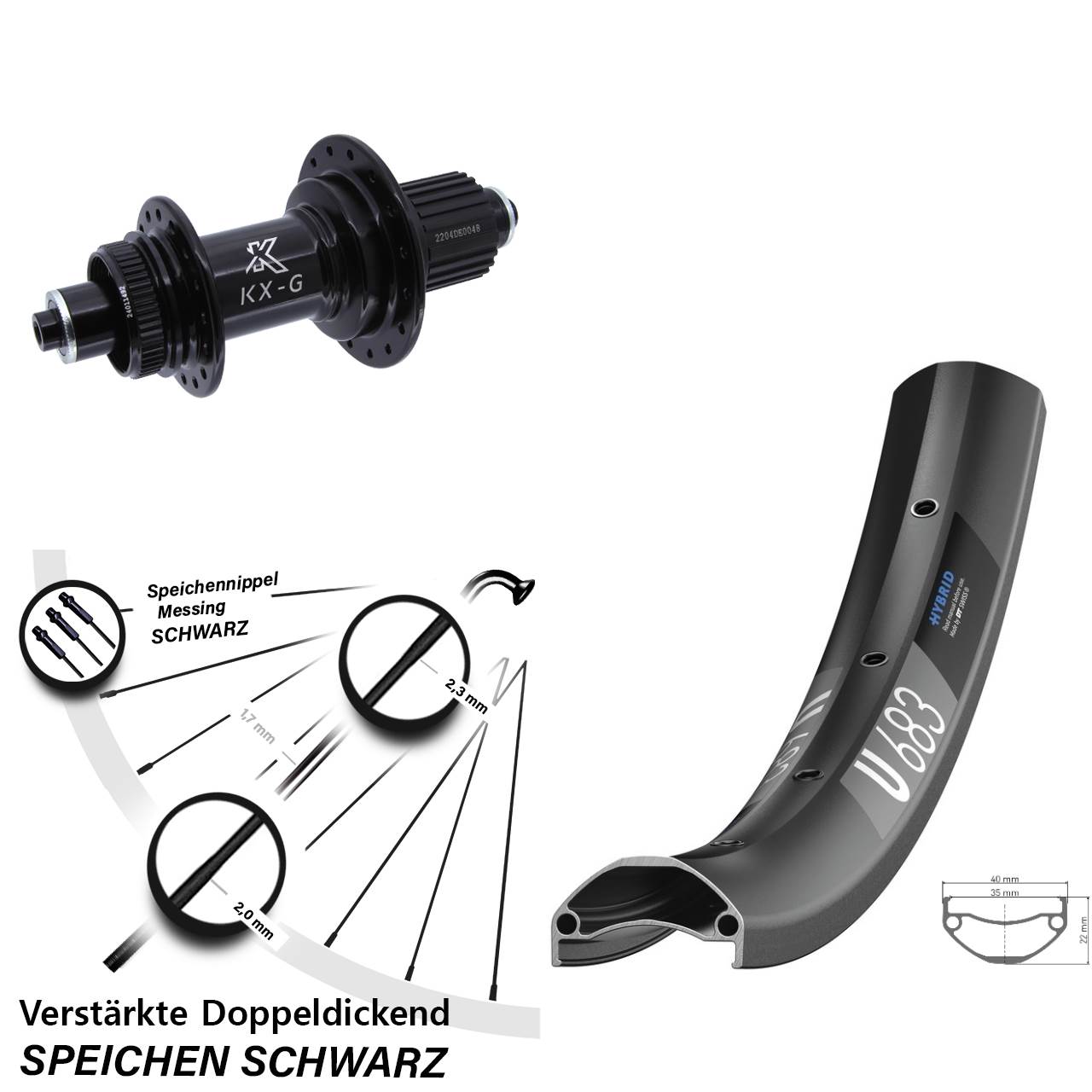 27,5 Zoll DT Swiss U683 KX-GS verstärkt Disc Hinterrad QR Micro Spline