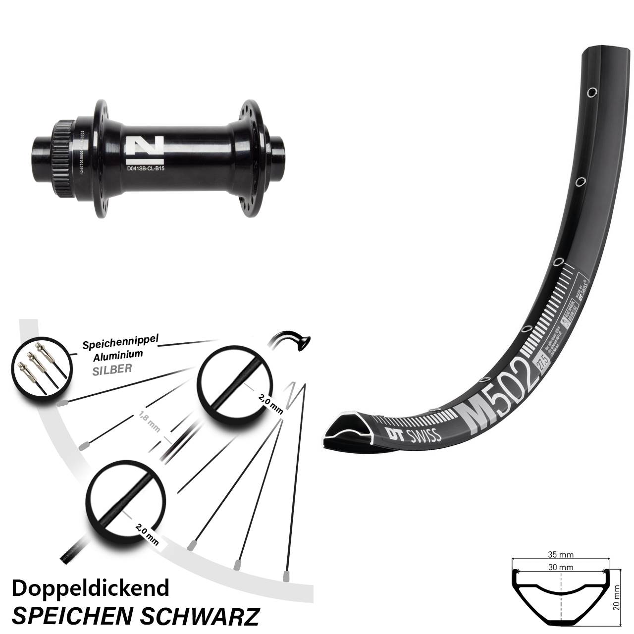 DT Swiss M 502 Novatec D041SB 29 Zoll Disc Laufrad 15x110 Boost