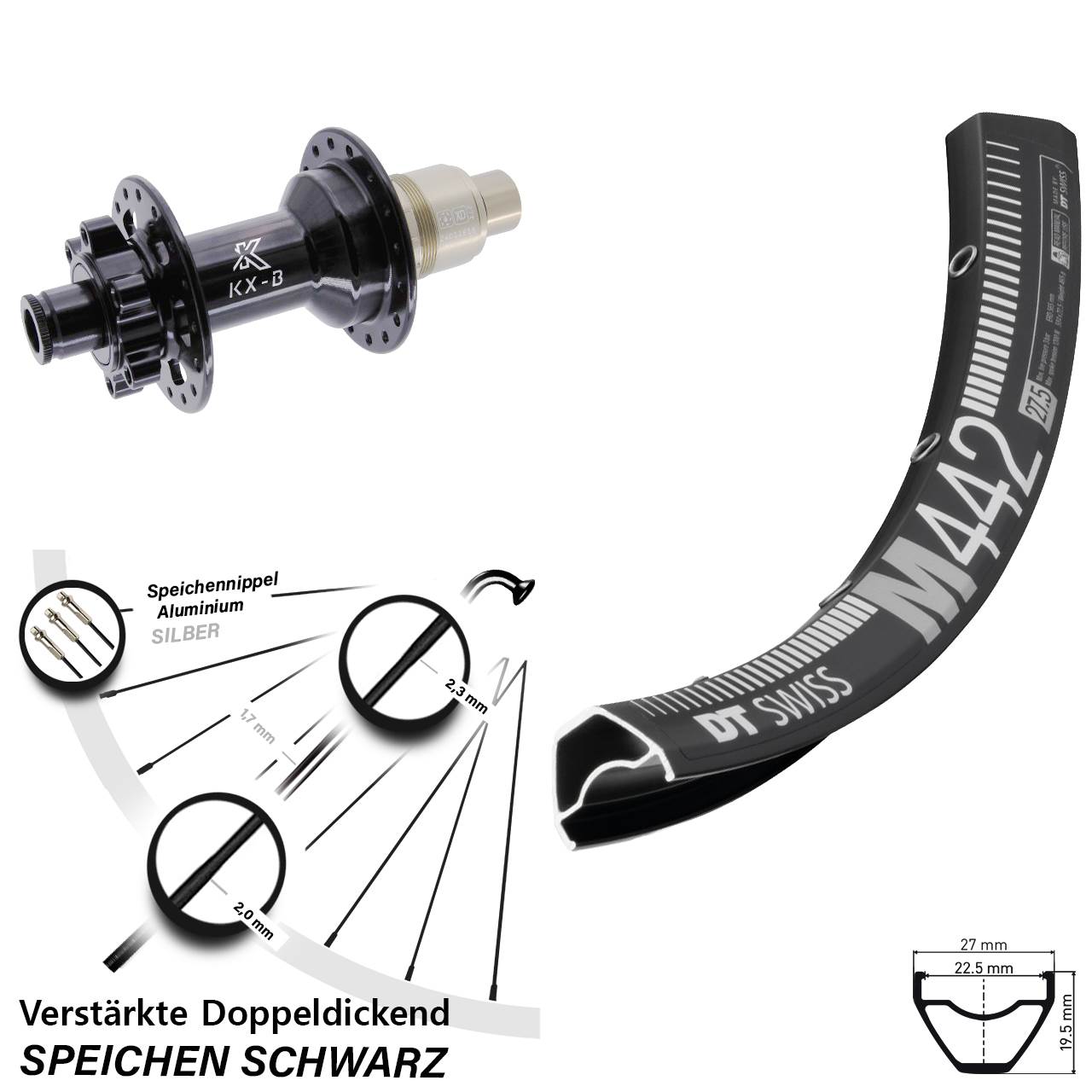 Disc Laufrad 28 Zoll DT Swiss M442 KX-B SRAM XD 12x148