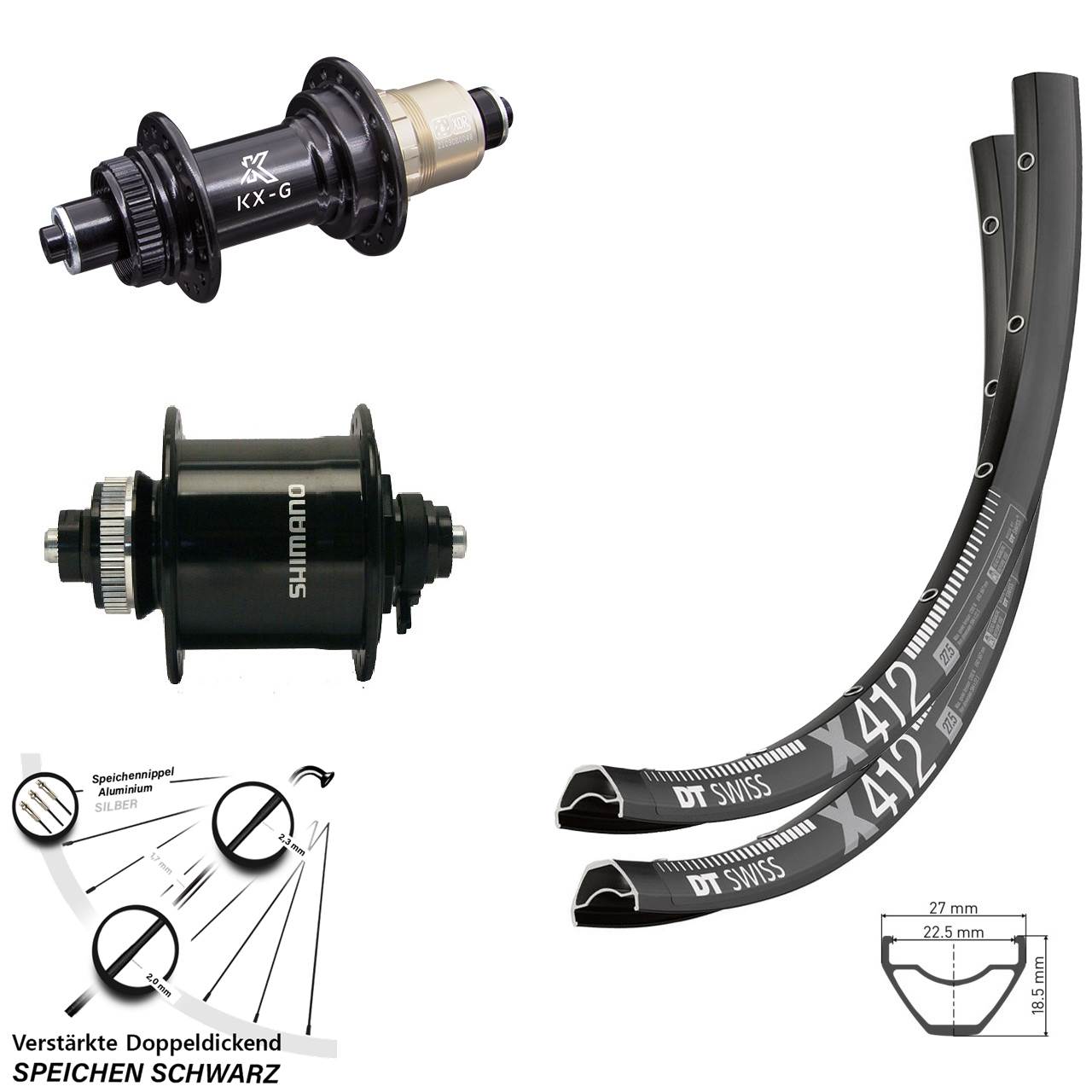 29 Zoll DT Swiss X 412 KX-G Shimano DH-UR700-3D Laufradsatz Centerlock QR SRAM XDR