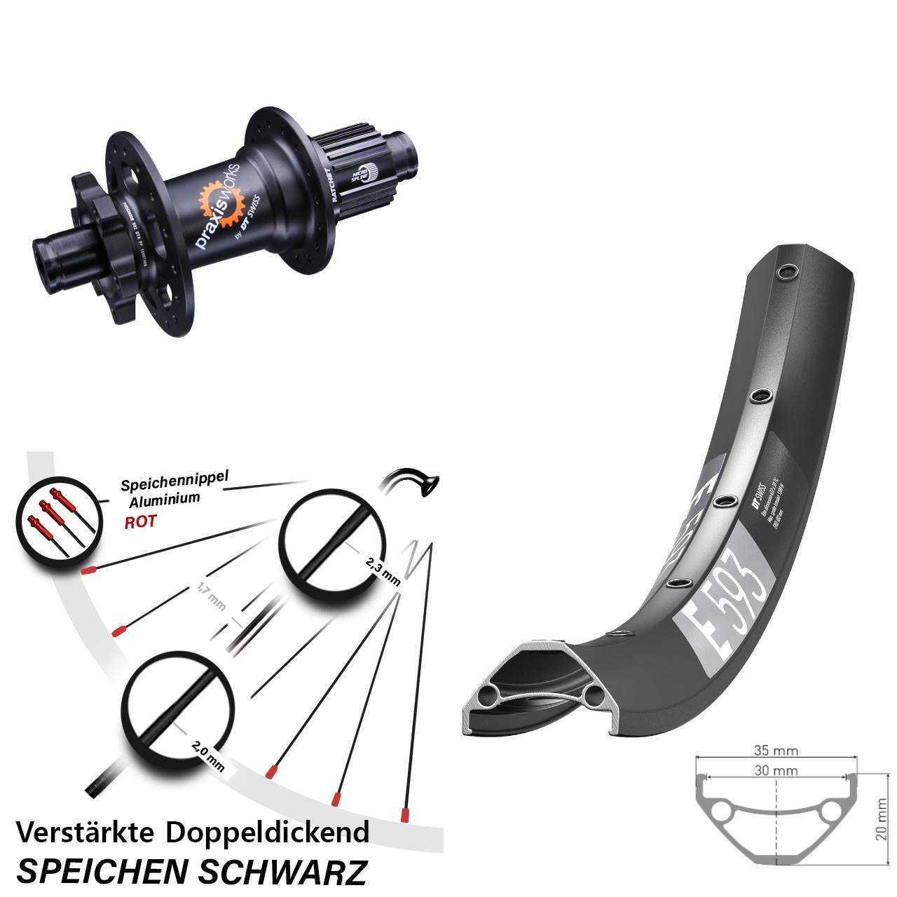 Disc Laufrad 12x142 650B DT Swiss E593 350 Micro Spline