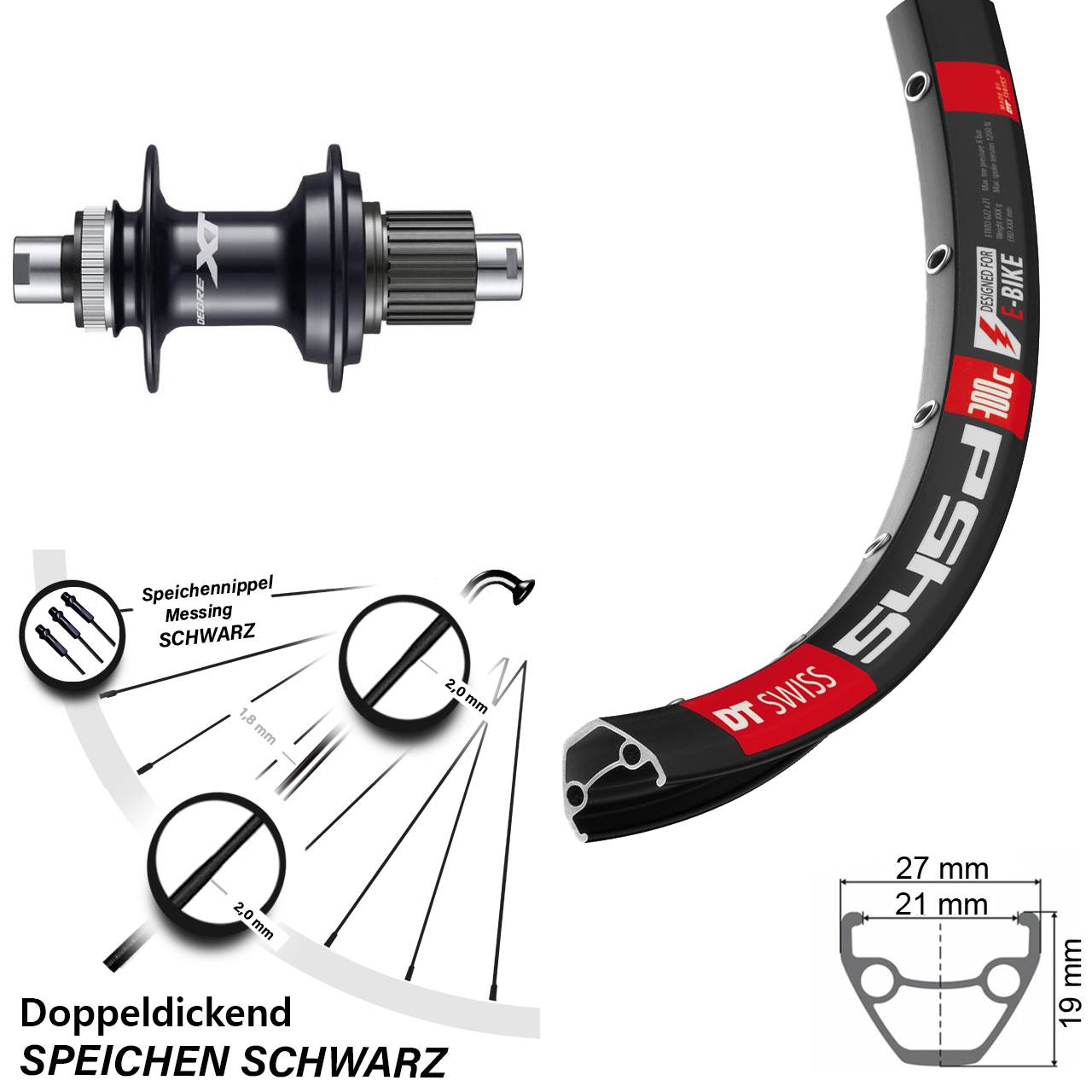 Centerlock Hinterrad 12x142 26 Zoll DT Swiss 545d Shimano XT Micro Spline