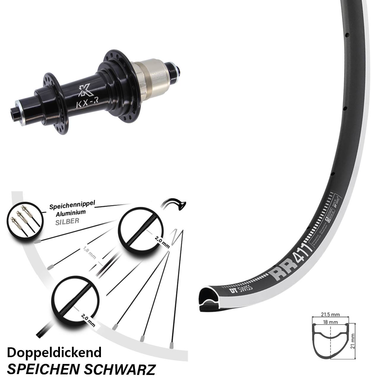 Hinterrad 28 Zoll DT Swiss RR411 OS KX-R XD-R