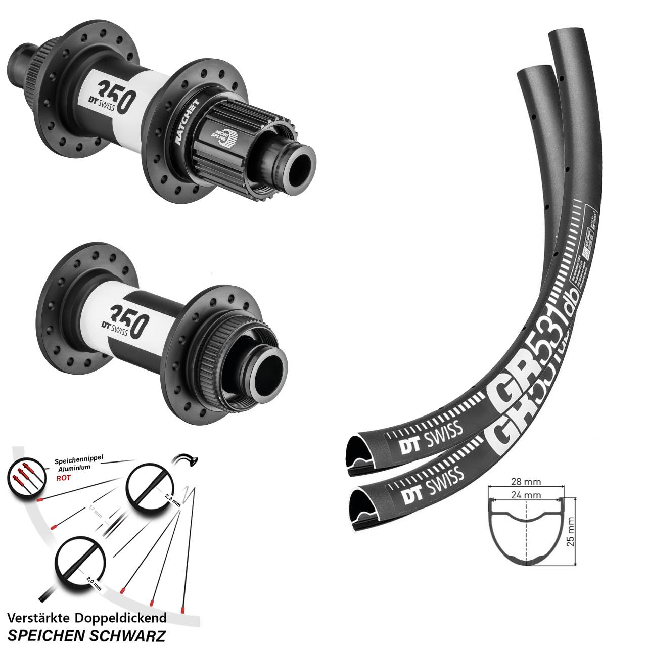650B DT Swiss GR531-350 Disc Laufradsatz 15x110 12x148 Micro Spline