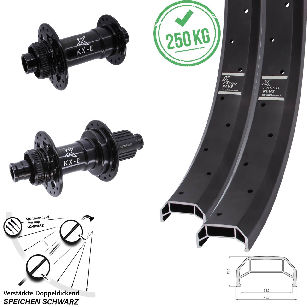 Laufradsatz 20/26 Zoll KX-E Cargo Plus Micro Spline 15x110 12x148