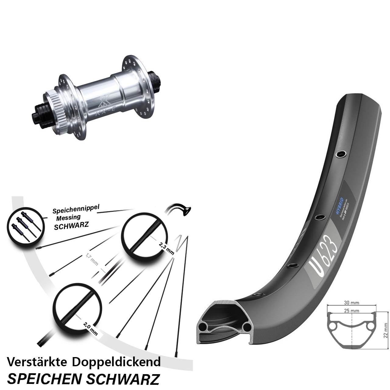 DT Swiss U 623 Disc Vorderrad 29 Zoll mit KX-E Schnellspanner 5x100 Nabe silbern-eloxiert