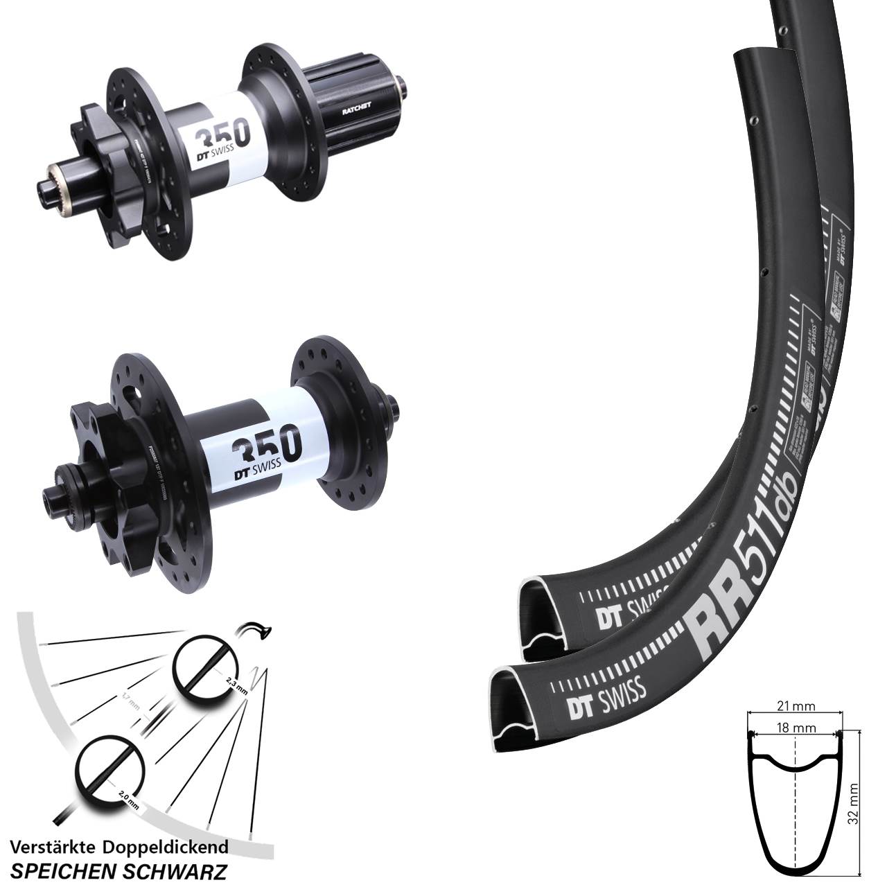 Disc Laufradsatz für Schnellspanner 28 Zoll DT Swiss RR 511 350 8-11 fach
