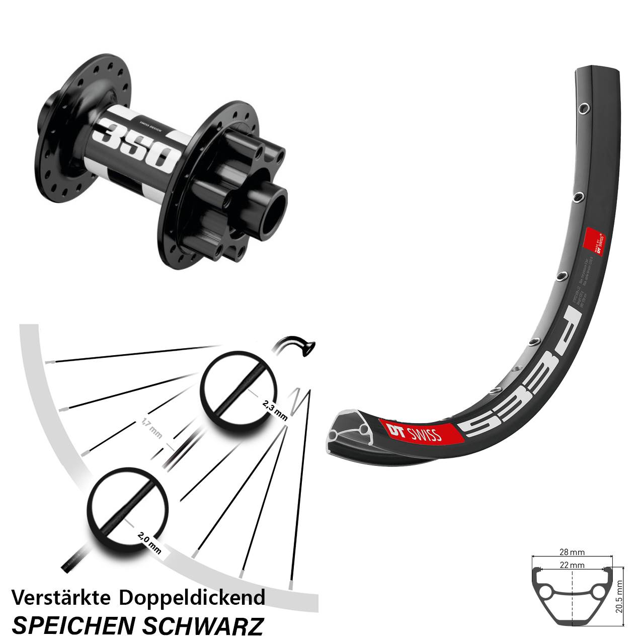 Disc Laufrad 28 Zoll DT Swiss 533d-350 15x110 Boost