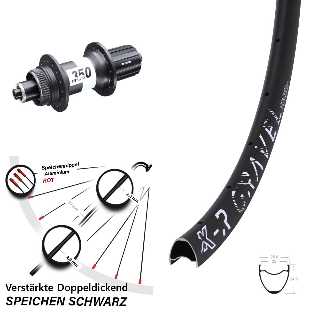 Disc Hinterrad für Schnellspanner 29 Zoll KX-R Gravel DT Swiss 350 11-12 fach