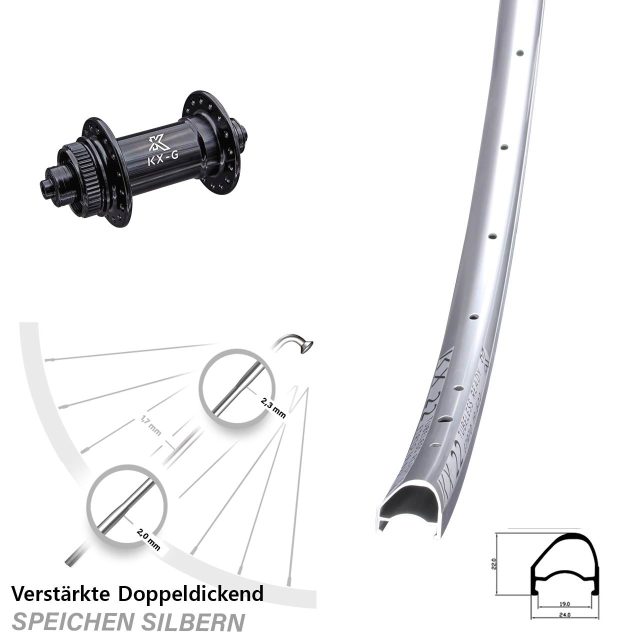 KX-G 22 28 Zoll Disc Vorderrad QR