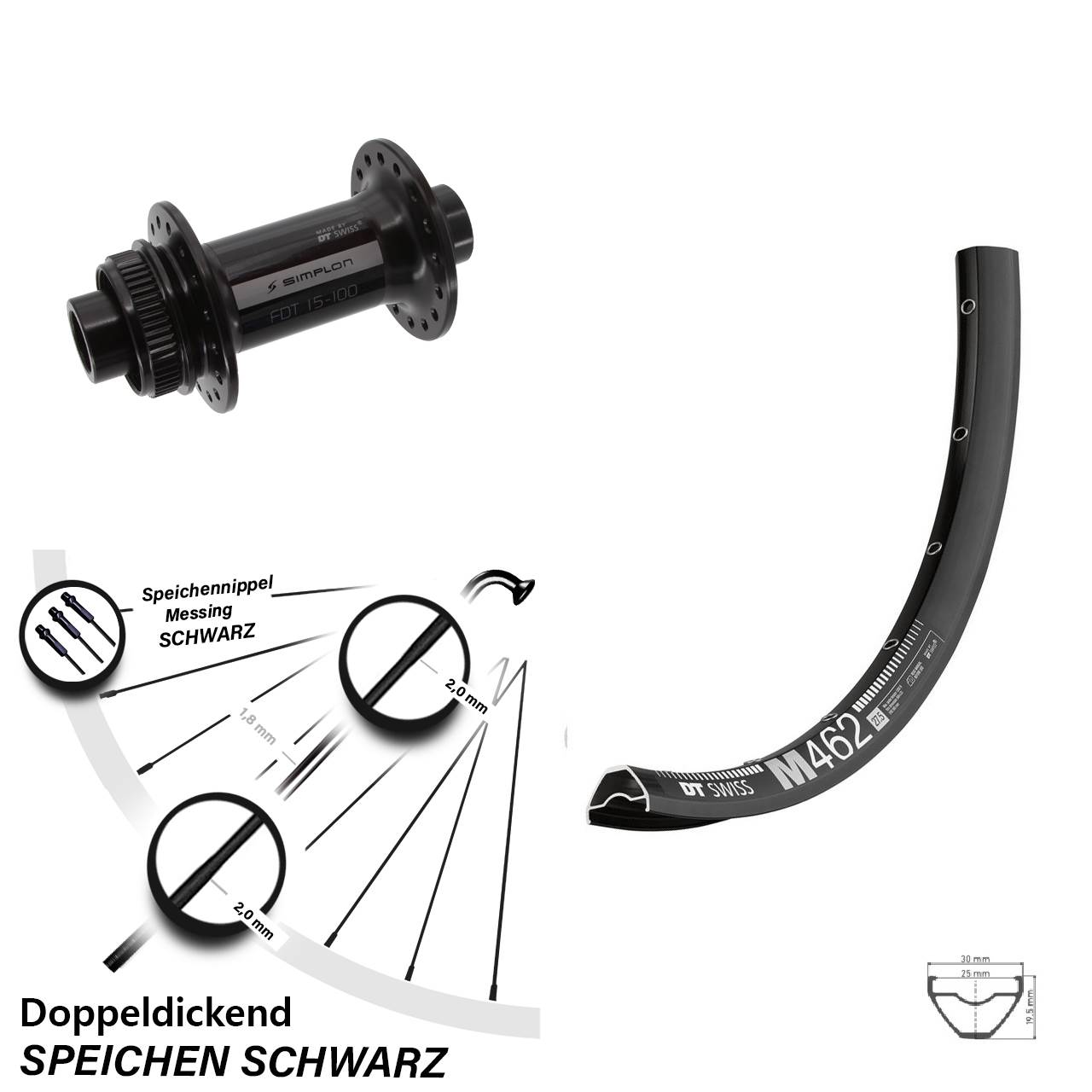 DT Swiss M 462 370 27,5 Zoll Centerlock Vorderrad 15x100