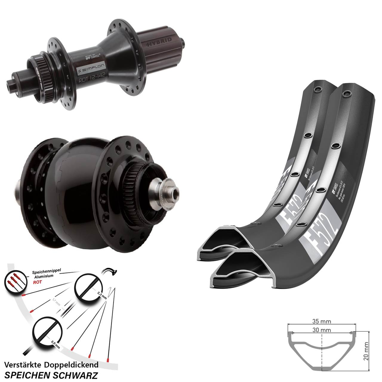 Disc Laufradsatz für Schnellspanner 650B DT Swiss F 572 370 Hybrid SONdelux 8-11 fach
