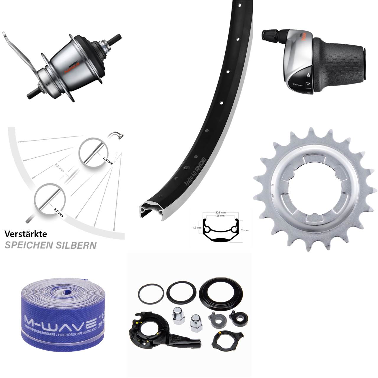 Hinterrad Ryde Andra 40 20 Zoll Shimano Nexus 7 Gang mit Rücktritt
