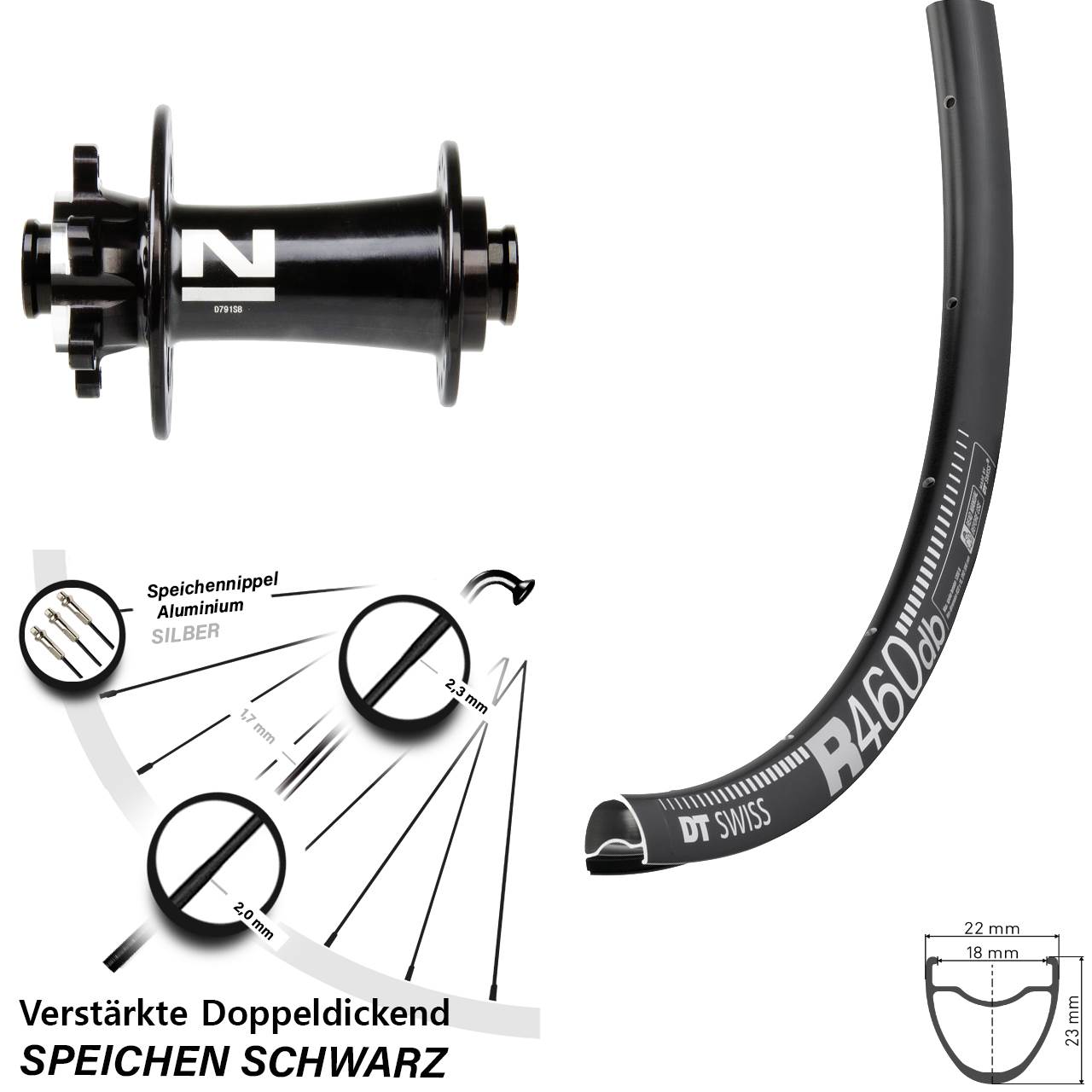 6-Loch Vorderrad 12x100 28 Zoll DT Swiss R 460 Novatec D791
