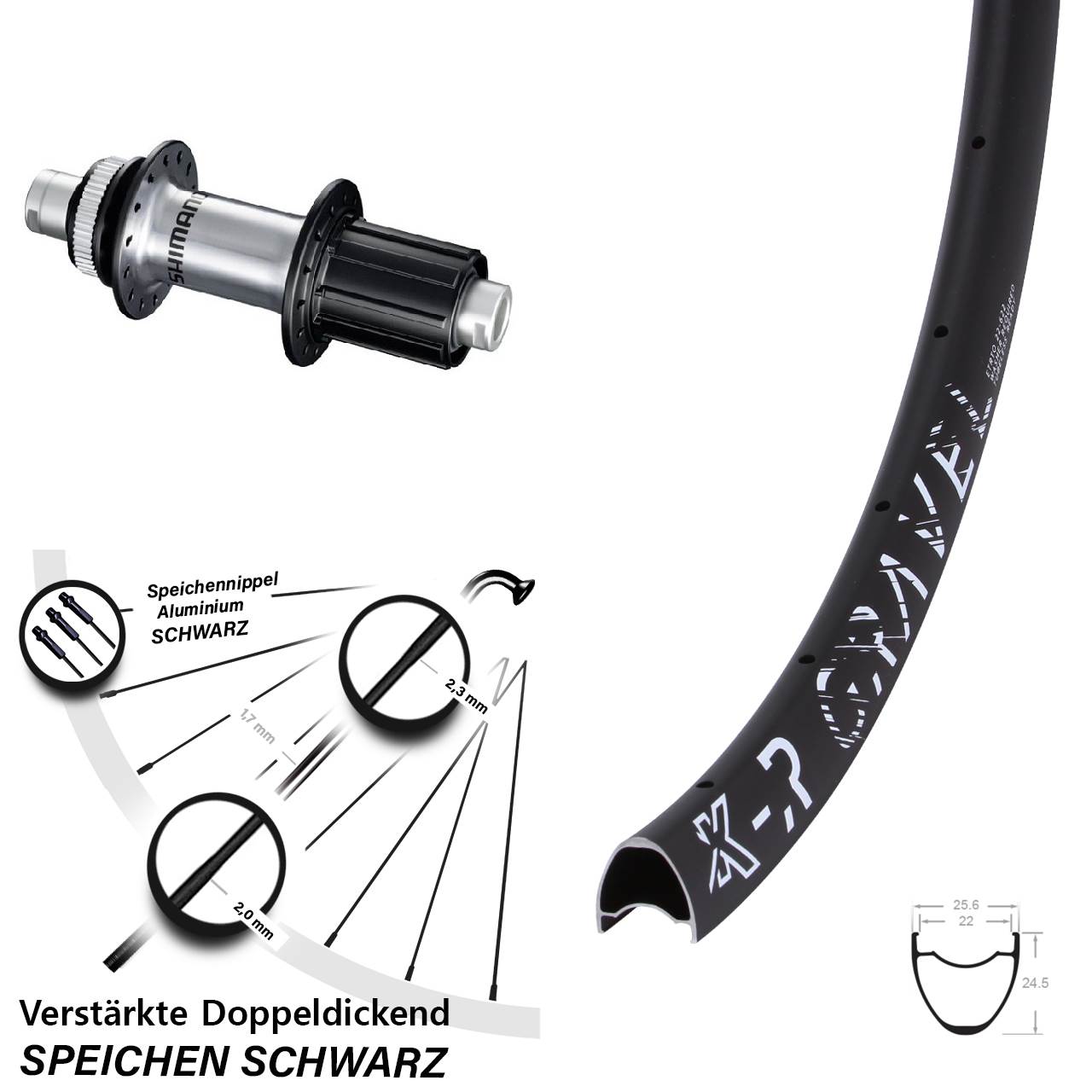 KX-R Gravel Shimano GRX Centerlock Hinterrad 12x142 28-29 Zoll 8-12 fach HG