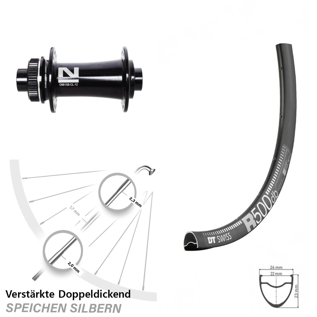 Disc Vorderrad 12x100 28 Zoll DT Swiss R 500 Novatec D981