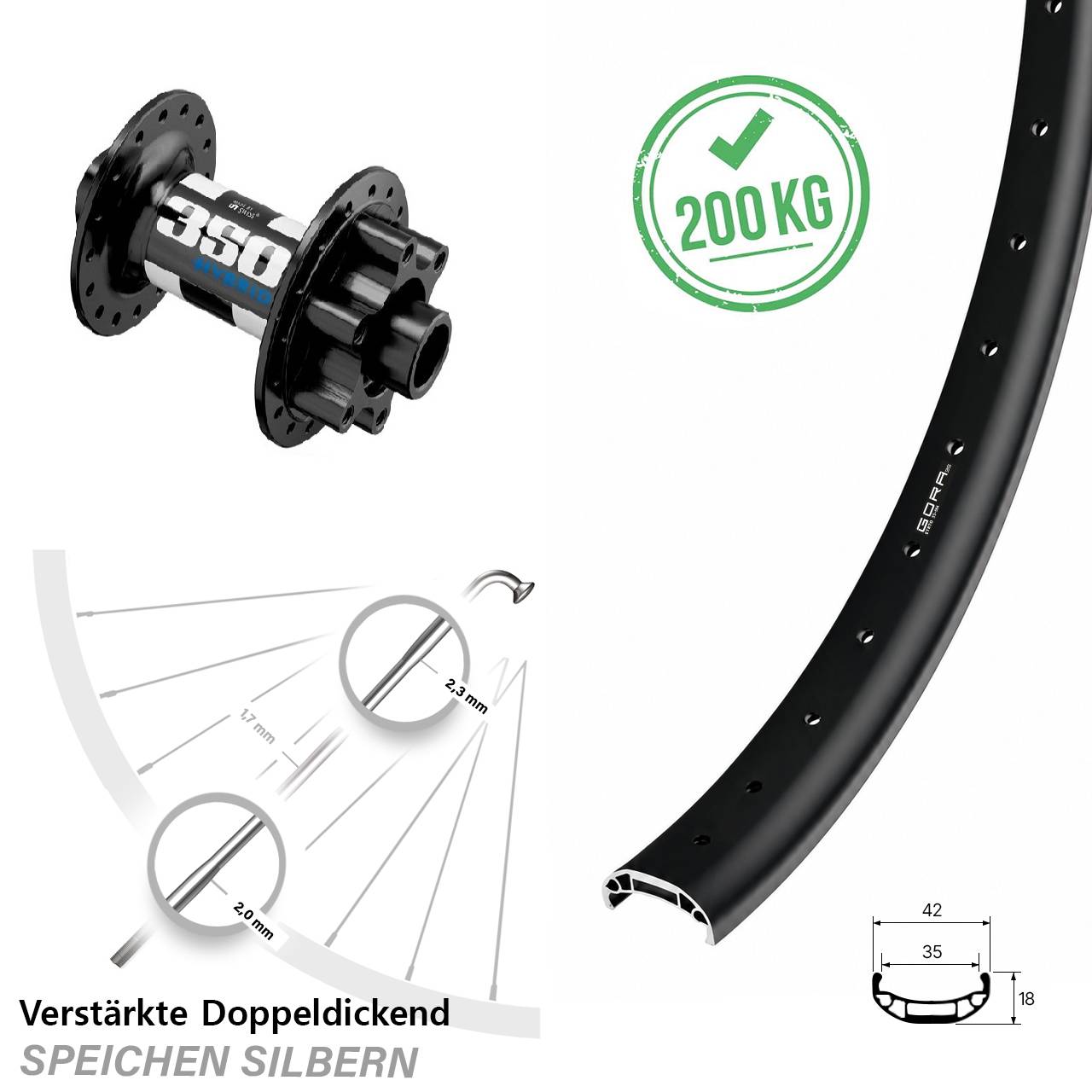 Gora 35 Heavy Duty DT Swiss 350 Hybrid 27,5 Zoll Disc Laufrad 15x110 Boost
