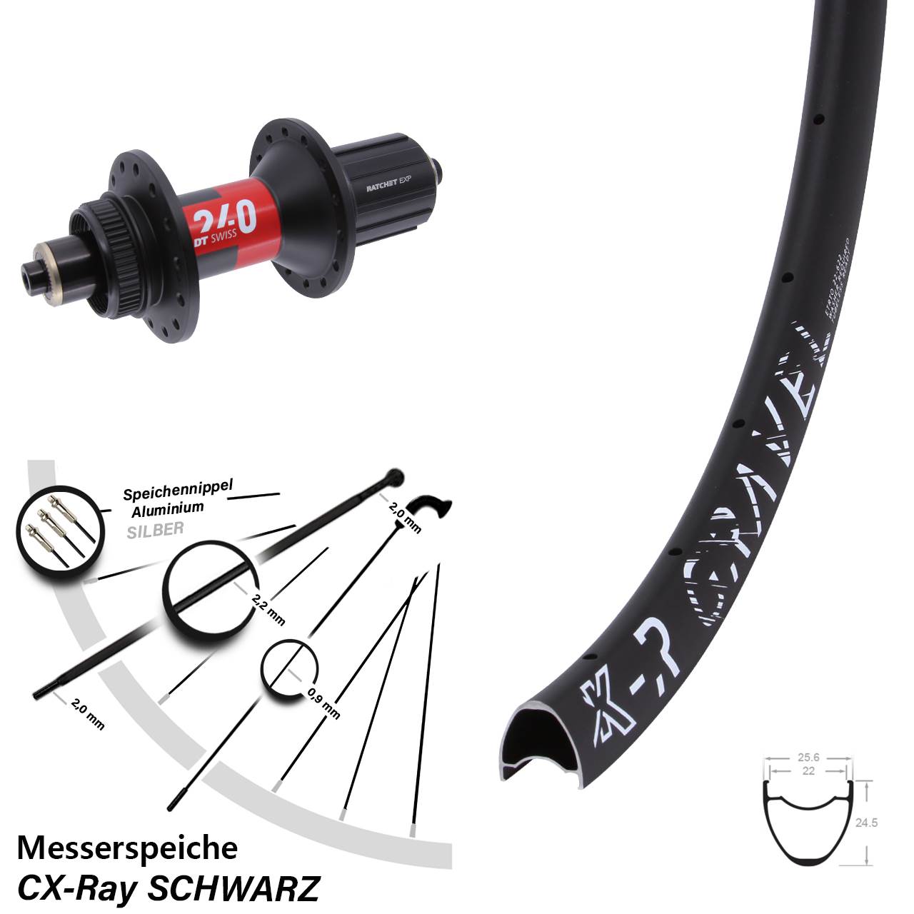 29 Zoll KX-R Gravel DT Swiss 240 Disc Hinterrad QR 11-12 fach CX-Ray