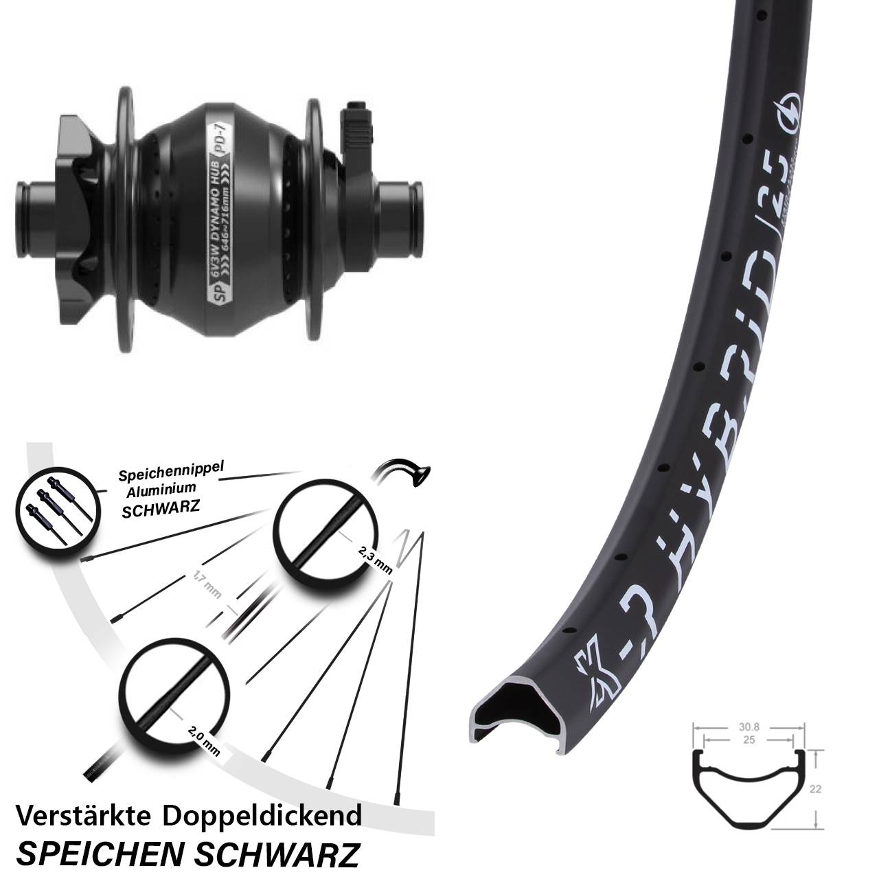 Vorderes Laufrad 28-29 Zoll KX-R Hybrid 25 Shutter PD-7 12x100