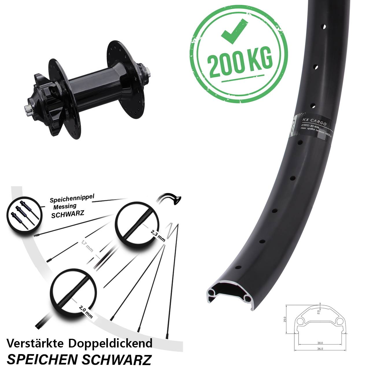 Disc Laufrad QR 20 Zoll KX Cargo Formula DC91-V2