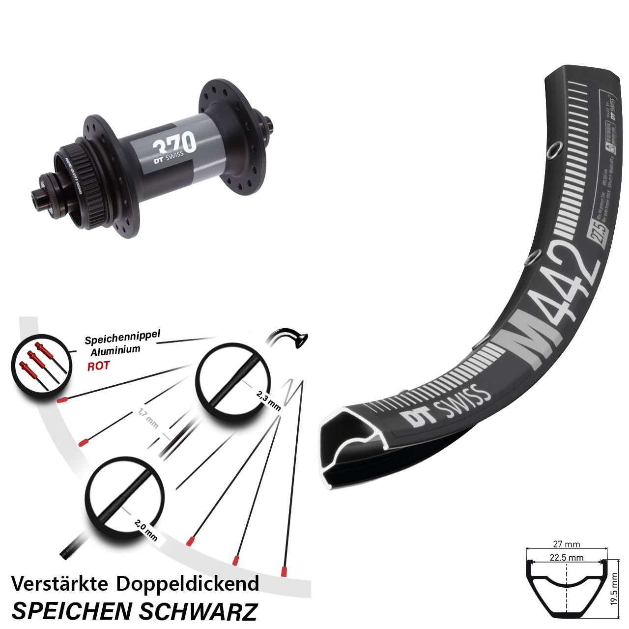 Vorderrad Centerlock QR 28 Zoll DT Swiss M 442 370