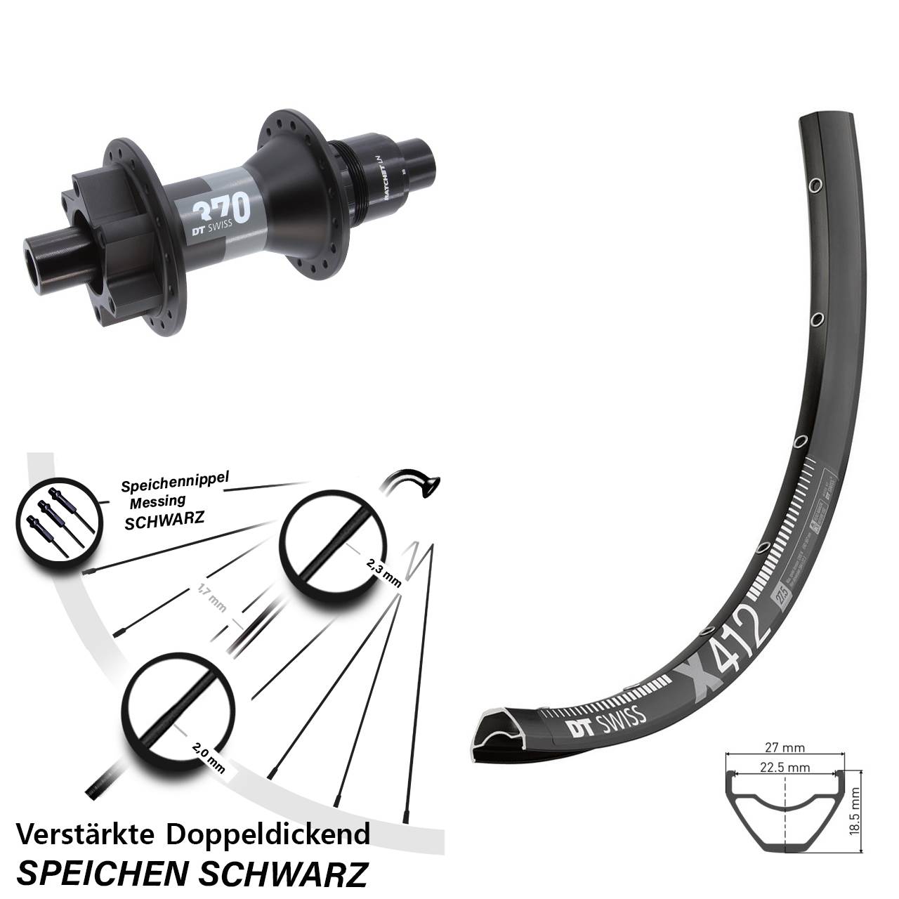 Disc Laufrad 29 Zoll DT Swiss X 412-370 SRAM XD 12x148