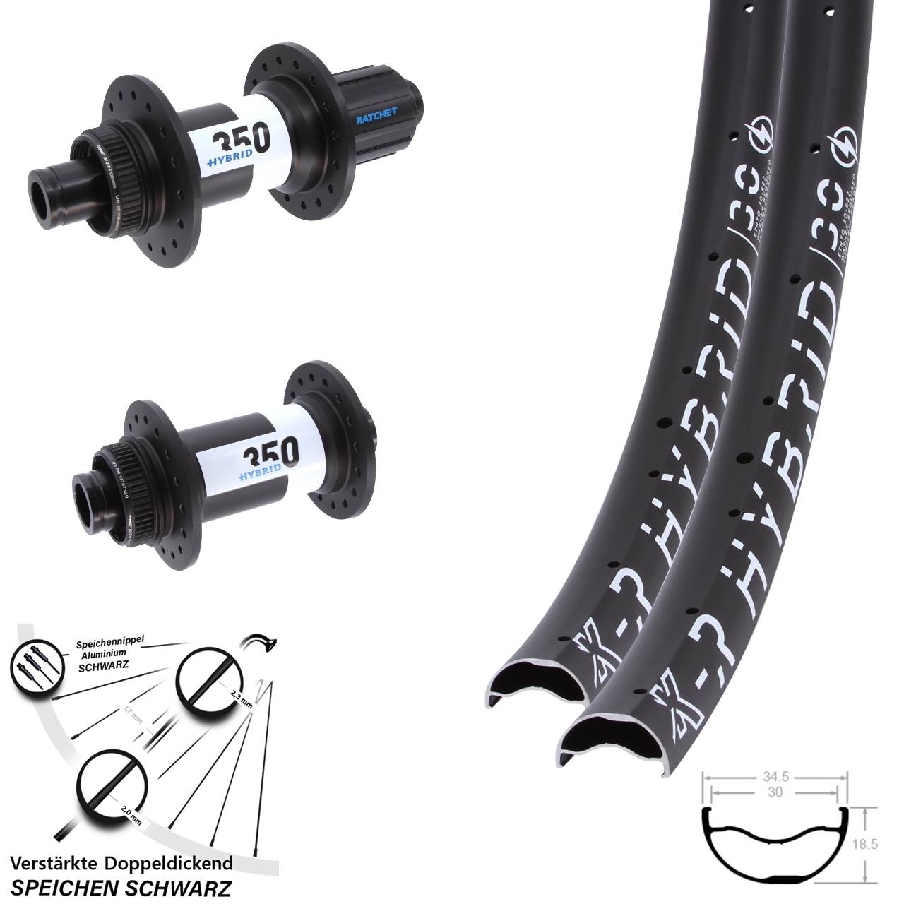 Laufradsatz 29 Zoll KX-R 30 DT Swiss Hybrid 350 8-11 fach HG 15x110 12x148 Boost