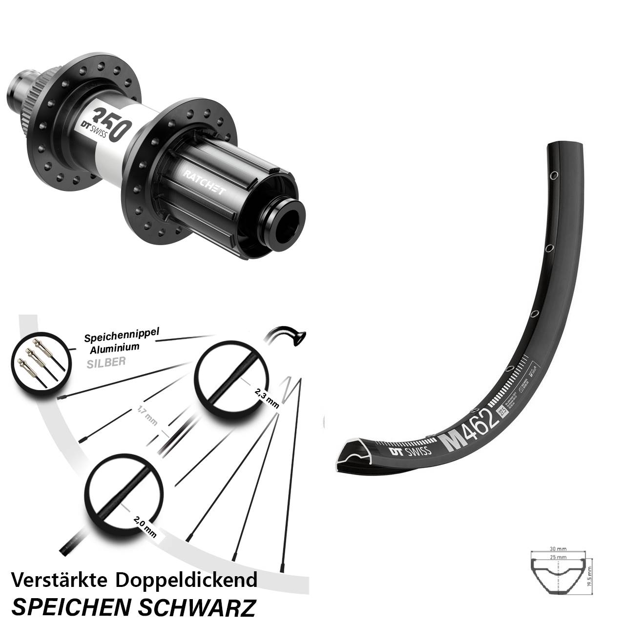 DT Swiss M462-350 Disc 29 Zoll Laufrad 12x142 8-11 fach