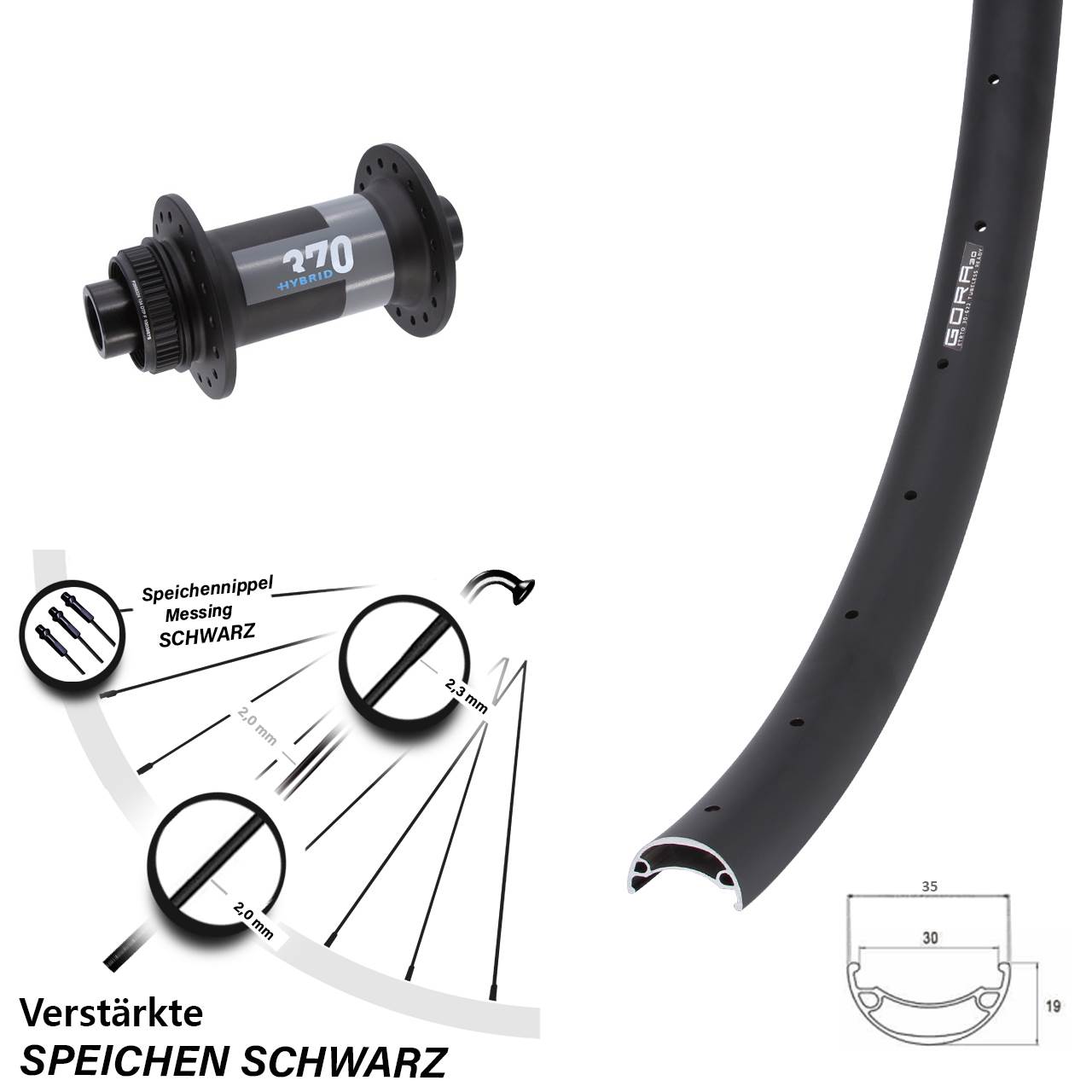 29 Zoll Gora 30 DT Swiss 370 Hybrid Vorderrad Centerlock 15x110 Boost