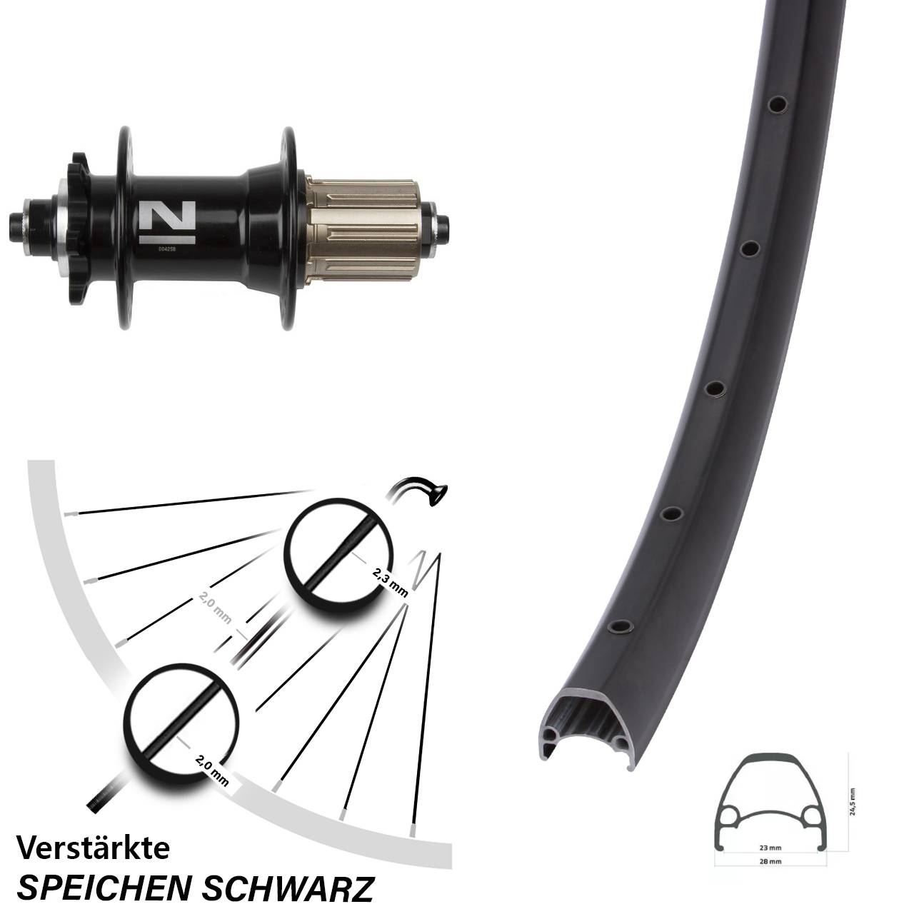 Hinterrad 28 Zoll Ambrosio Sport Novatec D042 8-11 fach HG 6-Loch