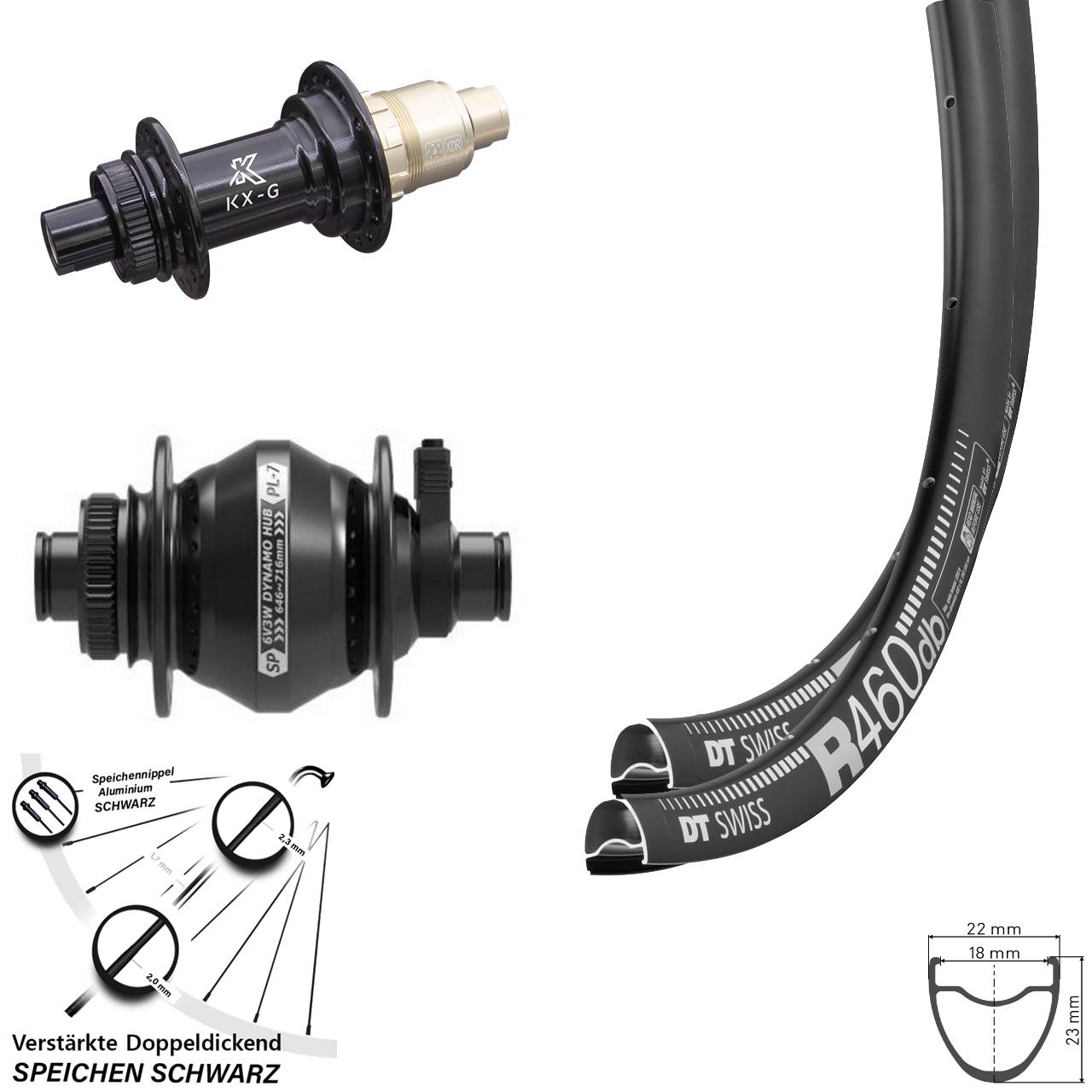 28 Zoll DT Swiss R 460 KX-G Shutter PL-7 Disc Laufradsatz 12x100/142 XDR