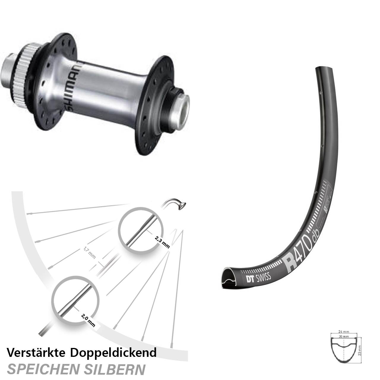 Vorderrad Centerlock 28 Zoll DT Swiss R470 Shimano HB-RS770 12x100