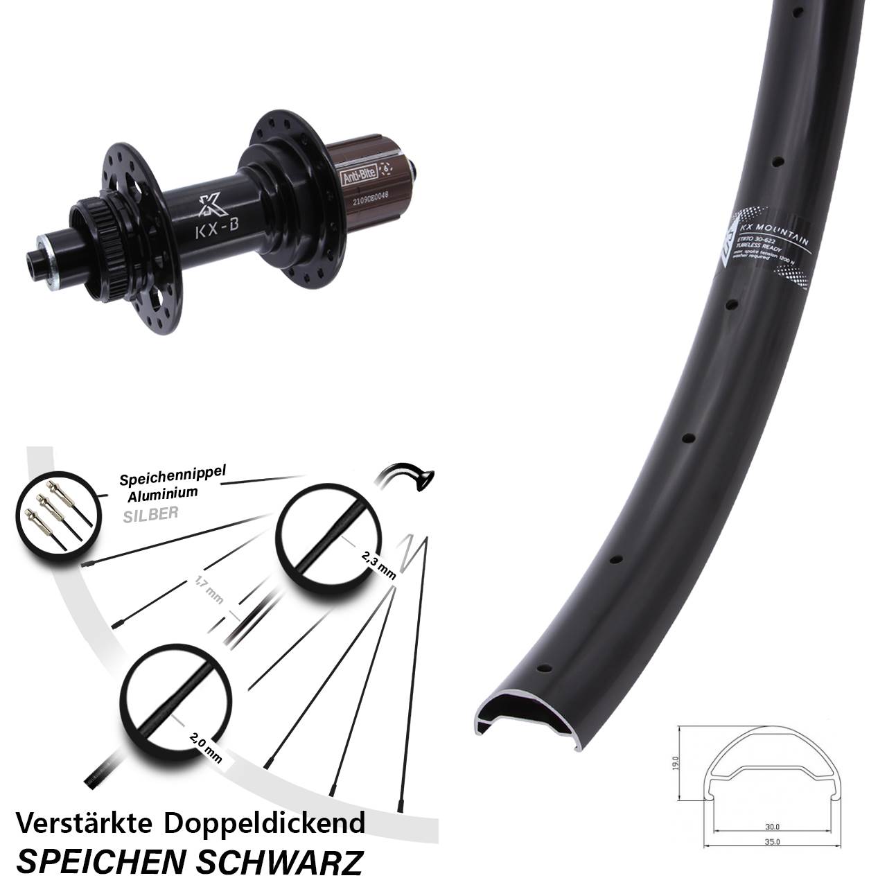 KX-B Mountain TR 29 Zoll Disc Laufrad für Schnellspanner Boost 8-12 fach