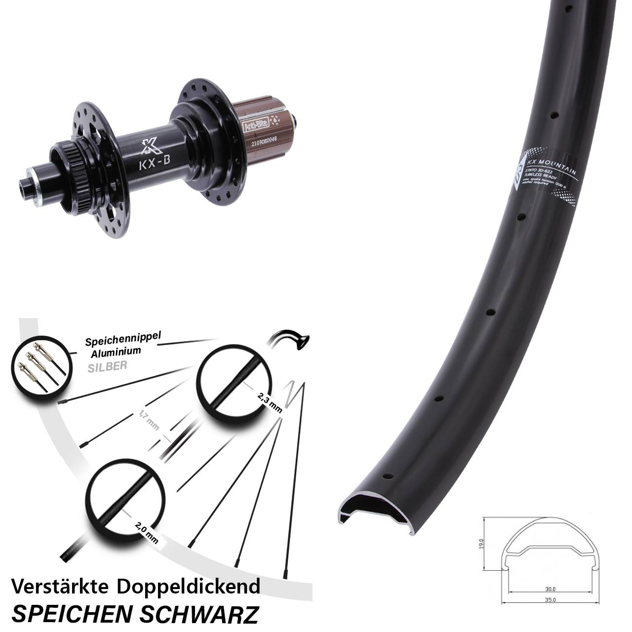 KX-B Mountain TR 29 Zoll Disc Laufrad für Schnellspanner Boost 8-12 fach