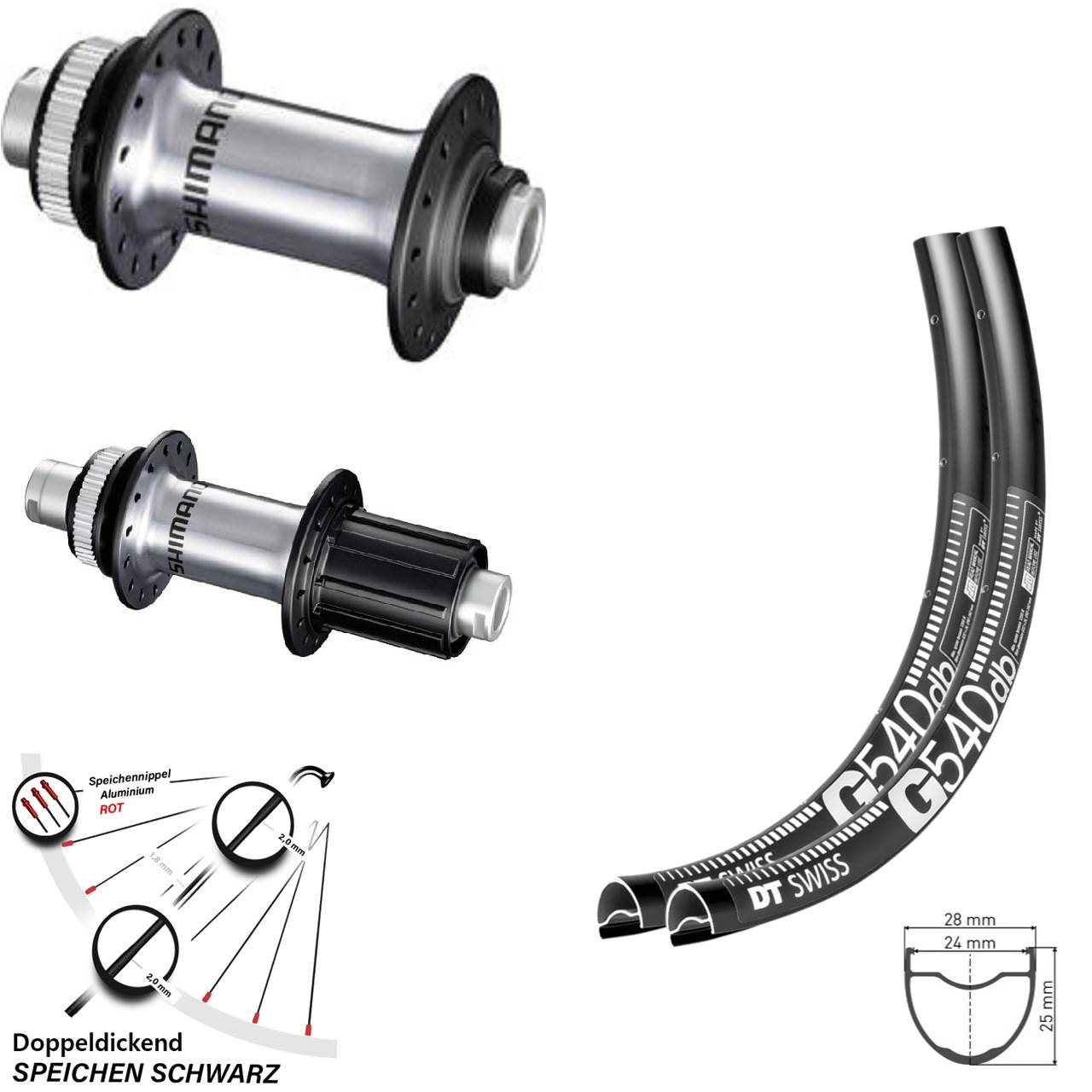 Disc Laufradsatz 28 Zoll DT Swiss G540 Shimano RS770 HG 8-12 fach Steckachse