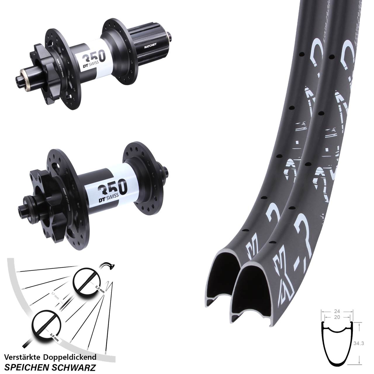 Disc Laufrad-Satz 29 Zoll KX-R Road DT Swiss 350 8-11 fach HG für Schnellspanner