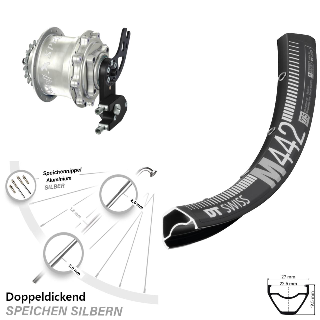Disc Hinterrrad 28-29 Zoll DT Swiss M442 Rohloff Speedhub 500/14 CC DB PM