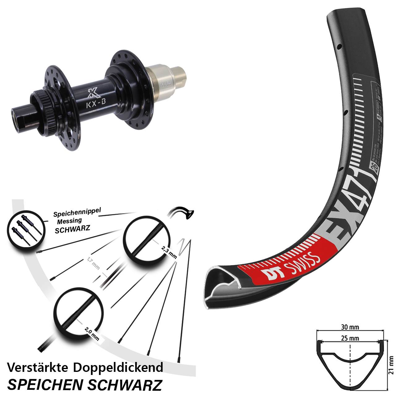 Boost 29 Zoll Hinterrad Centerlock 12x148 DT Swiss EX471 KX-B XD 11-12 fach
