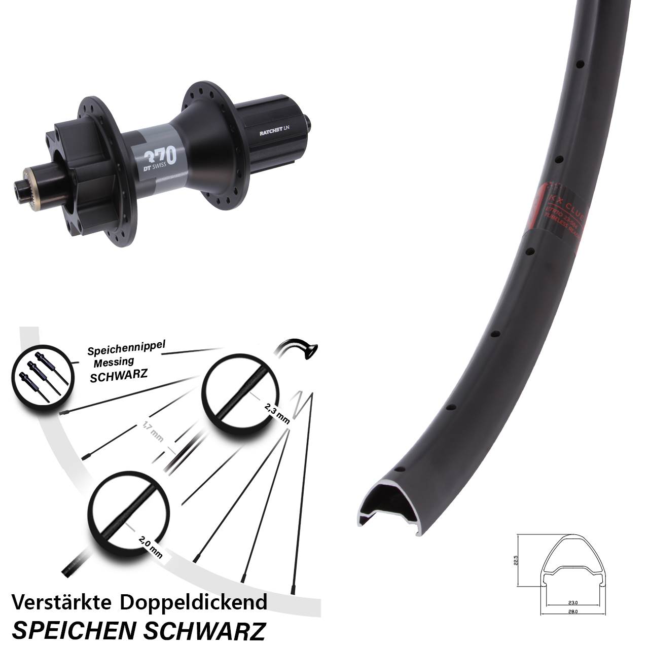 Disc Hinterrad für Schnellspanner 26 Zoll KX Clue DT Swiss 370 8-11 fach HG