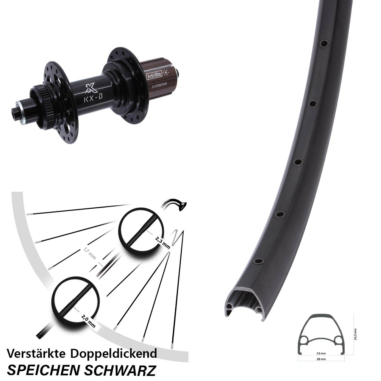 Ambrosio Sport KX-B 29 Zoll Disc Hinterrad QR Boost 8-12 fach HG