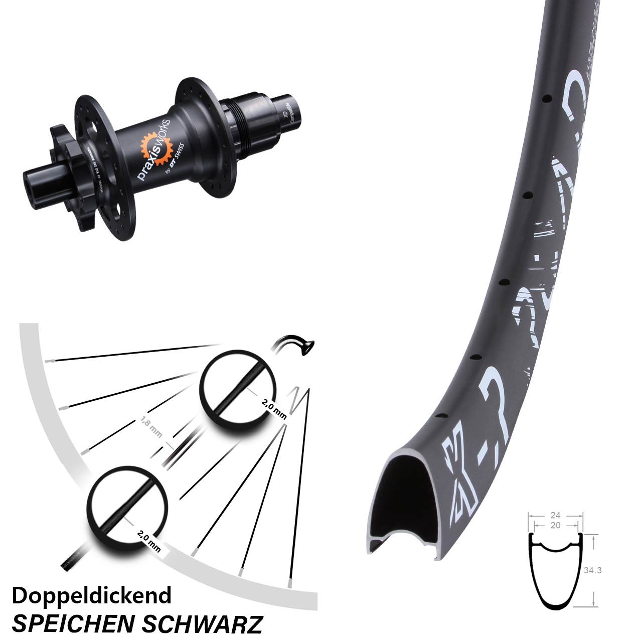 KX-R Road DT Swiss 350 28 Zoll Disc Hinterrad 12x142 XD 11-12 fach