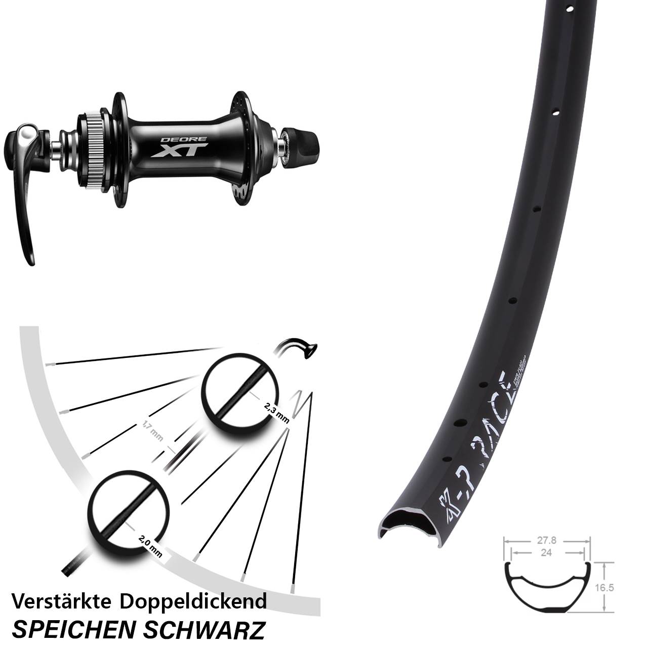 28-29 Zoll KX-R Race Shimano HB-M8000 Disc Laufrad QR