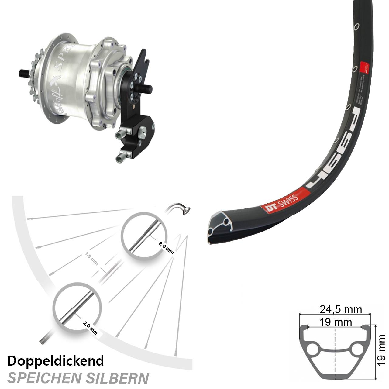 DT Swiss 466d Rohloff Speedhub TS DB OEM2 Tandem 28 Zoll Disc Hinterrrad