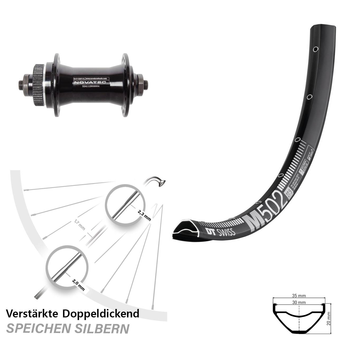 Disc Laufrad QR 29 Zoll DT Swiss M502 Novatec D471