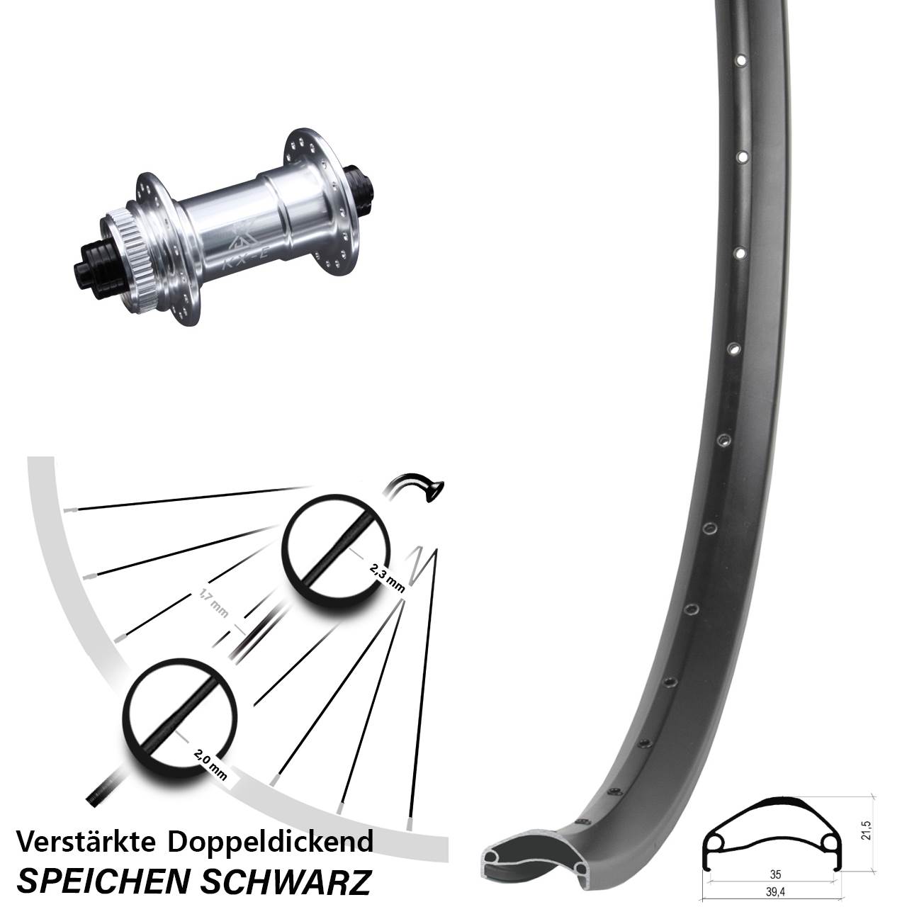 Ambrosio E35 KX-E verstärkt 27,5 Zoll Disc Laufrad für Schnellspanner