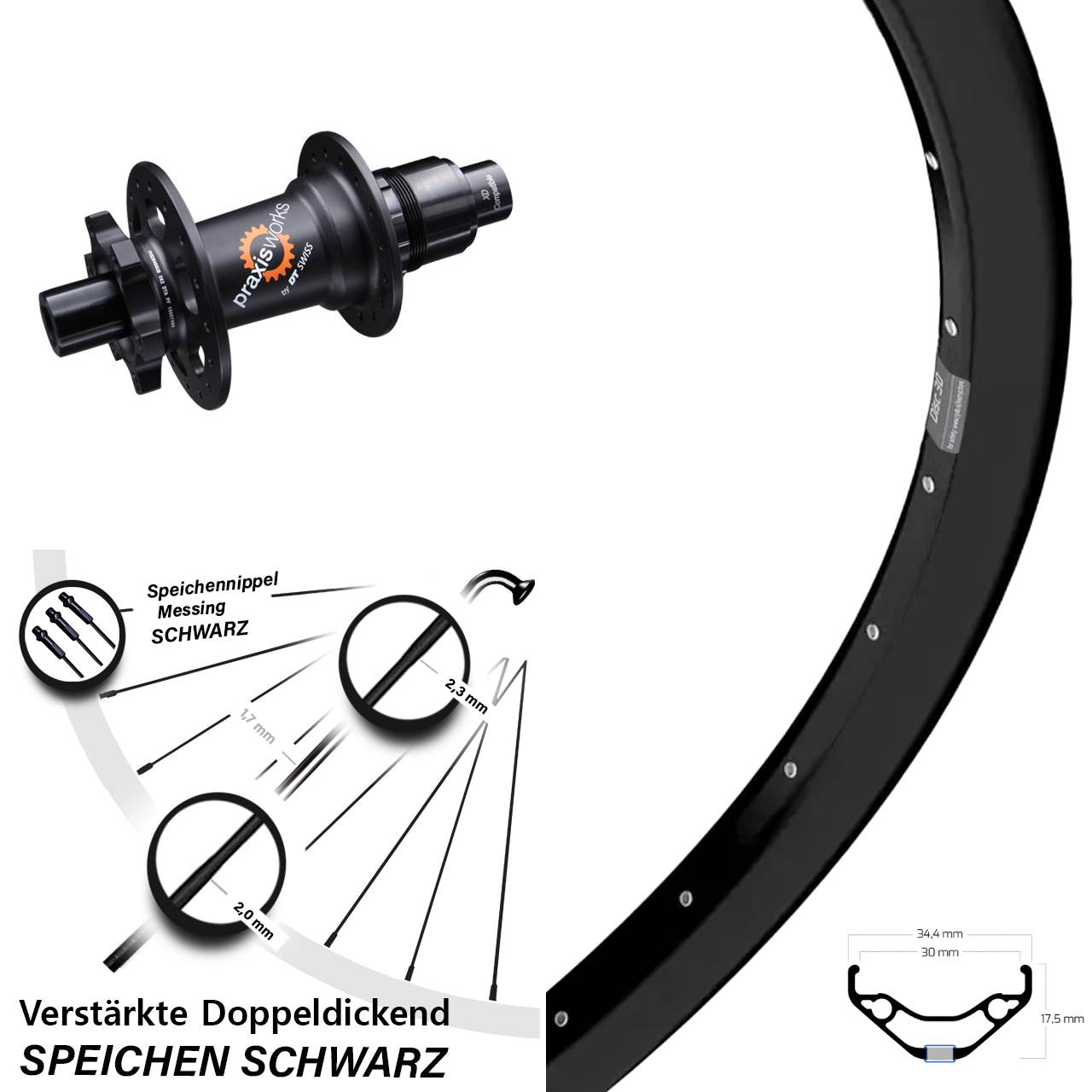 Ryde Disc 30 DT Swiss 350 29 Zoll 6-Loch Hinterrad 12x142 XD