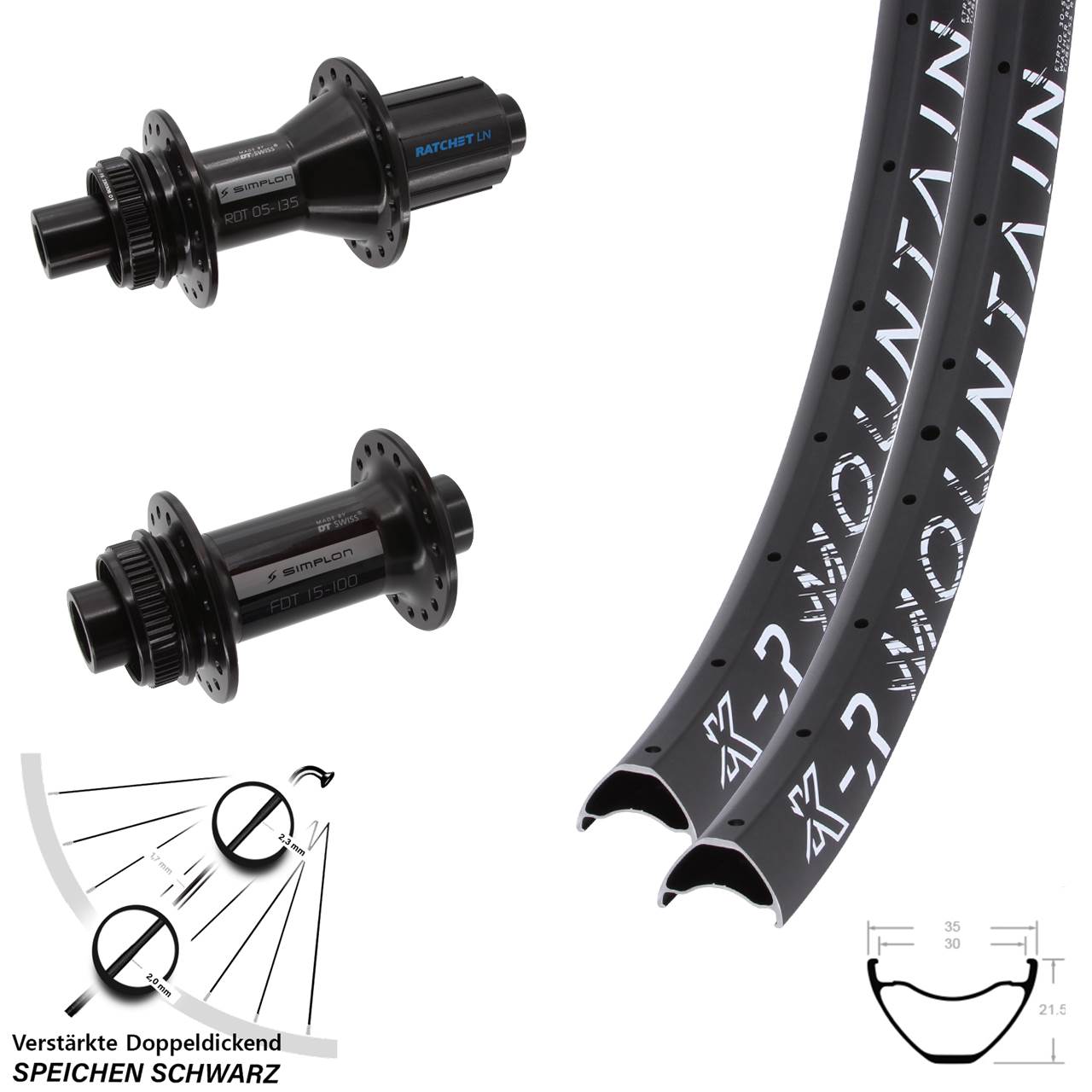 Disc Laufradsatz 29+ Zoll KX-R Mountain-370 DT Swiss 370 Hybrid 8-11 fach HG 12x100/142