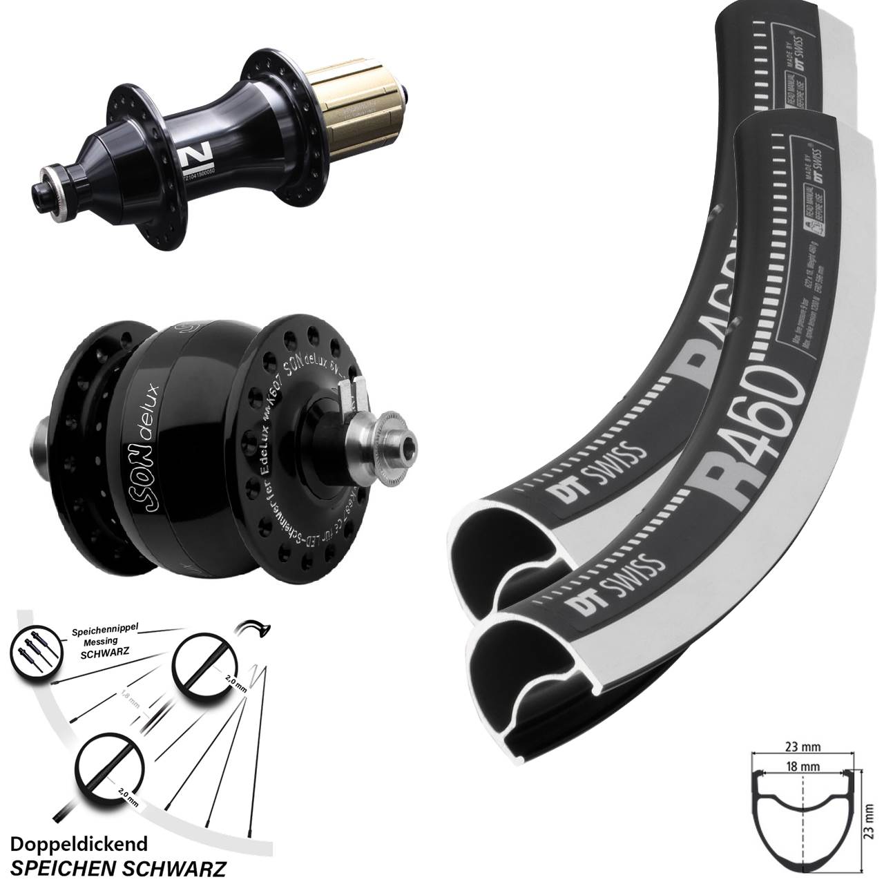 DT Swiss R 460 Novatec F162SB SONdelux 28 Zoll Laufrad-Satz QR 8-12 fach HG
