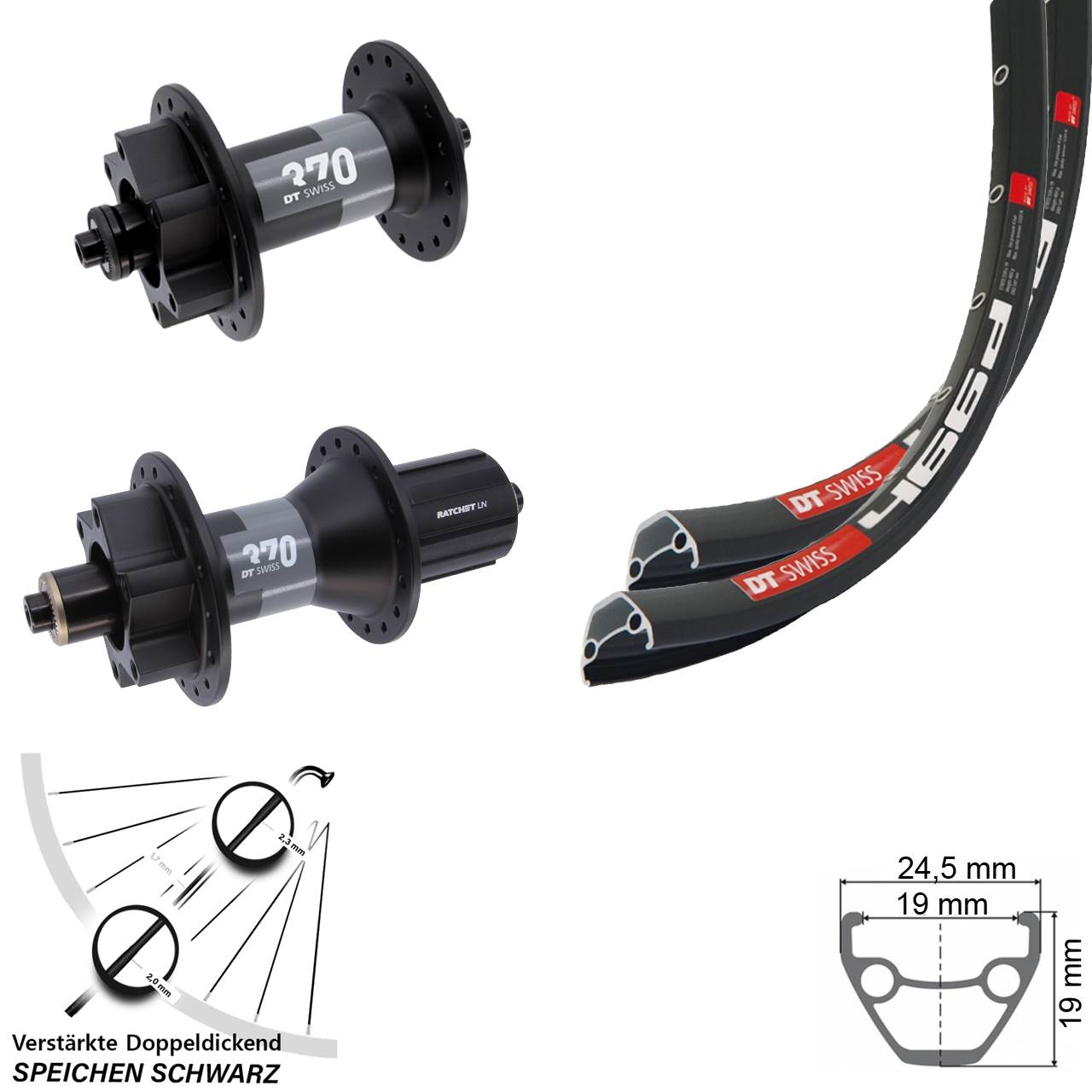 Laufradsatz 6-Loch QR 28 Zoll DT Swiss 466d DT Swiss 370 8-11 fach HG